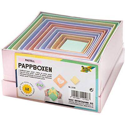 Folia 3119 12 vierkante kartonnen dozen in pastelkleuren verschillende maten mooie geschenkverpakking om te versieren en te personaliseren ideaal voor elke gelegenheid Folia 3119 12 vierkante kartonnen dozen in pastelkleuren verschillende maten mooie geschenkverpakking om te versieren en te personaliseren ideaal voor elke gelegenheid