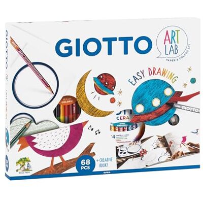 Giotto Art Lab: Easy Drawing Creatieve tekenset 1 Kids album + 12 Stilnovo Bicolor potloden + 24 waskrijtjes + 1 grafisch masker "cirkels" + 1 schraper Giotto Art Lab: Easy Drawing Creatieve tekenset 1 Kids album + 12 Stilnovo Bicolor potloden + 24 waskrijtjes + 1 grafisch masker "cirkels" + 1 schraper
