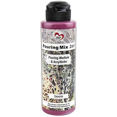 Ideen mit Herz Pouring Mix 2-in-1 Pouring Medium & acrylverf 180 ml Geen extra mengen met vloeistof, medium of siliconenolie nodig (bessen) Ideen mit Herz Pouring Mix 2-in-1 Pouring Medium & acrylverf 180 ml Geen extra mengen met vloeistof, medium of siliconenolie nodig (bessen)
