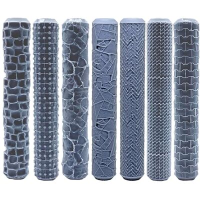 REDPALACE Crafts 7 stuks professionele gestructureerde rollen voor vloeren en vloeren van polymeerklei Gedetailleerd ontwerp voor modelbouw en keramiek DIY , creatief gereedschap voor achtergronden REDPALACE Crafts 7 stuks professionele gestructureerde rollen voor vloeren en vloeren van polymeerklei Gedetailleerd ontwerp voor modelbouw en keramiek DIY , creatief gereedschap voor achtergronden