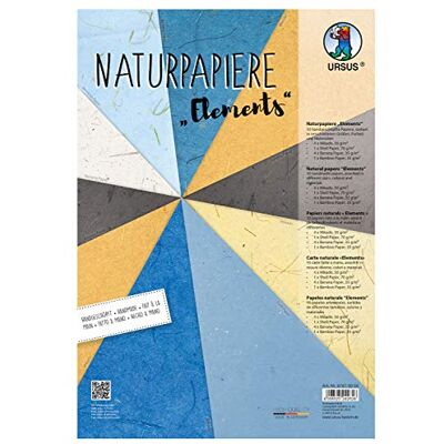 Ursus 10 vellen natuurpapier met schelppapier en Mikado bamboepapier en bananenpapier om te knutselen, meerkleurig, 61610006 Ursus 10 vellen natuurpapier met schelppapier en Mikado bamboepapier en bananenpapier om te knutselen, meerkleurig, 61610006