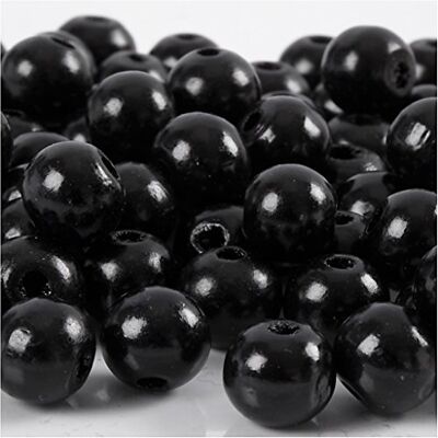 Creativ Houten kralen, d: 12 mm, binnendiameter 3 mm, zwart, 22 gr, ca. 40 stuks Creativ Houten kralen, d: 12 mm, binnendiameter 3 mm, zwart, 22 gr, ca. 40 stuks