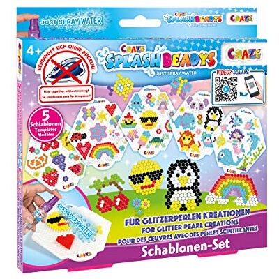 CRAZE SPLASH BEADYS Patroon voor kralen om op te plakken, Girly, sjabloon voor waterparels, knutselen, meisjes, 5 x modellen, creatief, parels, kinderen, 11096 CRAZE SPLASH BEADYS Patroon voor kralen om op te plakken, Girly, sjabloon voor waterparels, knutselen, meisjes, 5 x modellen, creatief, parels, kinderen, 11096