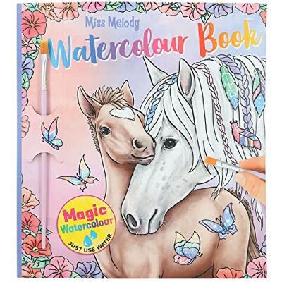 Depesche 12576 Miss Melody Watercolour Book kleurboek met kwast en 30 paardenmotieven om op water te schilderen Depesche 12576 Miss Melody Watercolour Book kleurboek met kwast en 30 paardenmotieven om op water te schilderen