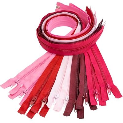 AERZETIX Set van 10 spiraalritssluitingen nr. 5 60 cm deelbaar met schuiver van nylon polyester metaal kleur roze naai-creaties DIY textiel AERZETIX Set van 10 spiraalritssluitingen nr. 5 60 cm deelbaar met schuiver van nylon polyester metaal kleur roze naai-creaties DIY textiel