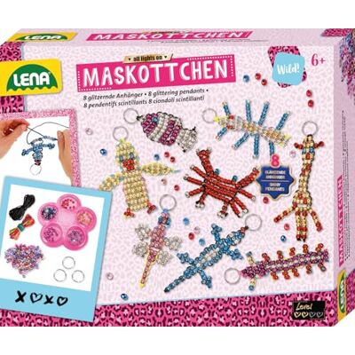 LENA 42690 Knutselset voor 8 mascottes, complete set voor 8 geluksbrengers met 740 XXL metalen kralen met zwart trekkoord, 8 ringen en instructies, voor kinderen vanaf 6 jaar, kleurrijk LENA 42690 Knutselset voor 8 mascottes, complete set voor 8 geluksbrengers met 740 XXL metalen kralen met zwart trekkoord, 8 ringen en instructies, voor kinderen vanaf 6 jaar, kleurrijk