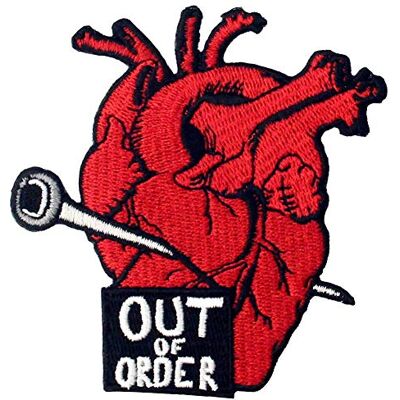 ZEGIN Patch met opschrift "My Heart is Out of Order", geborduurd, om op te strijken of op te naaien ZEGIN Patch met opschrift "My Heart is Out of Order", geborduurd, om op te strijken of op te naaien