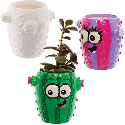 Baker Ross FX580 Mini Cactus Keramische Vetplanten Potten 4 Stuk, Verf je eigen Bloempot Baker Ross FX580 Mini Cactus Keramische Vetplanten Potten 4 Stuk, Verf je eigen Bloempot