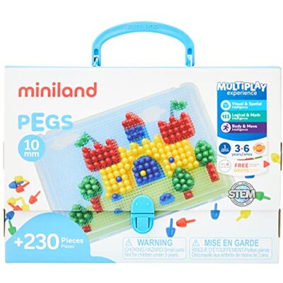 Miniland Pegs mozaïek met bord + 6 vellen + 230 nagels Miniland Pegs mozaïek met bord + 6 vellen + 230 nagels