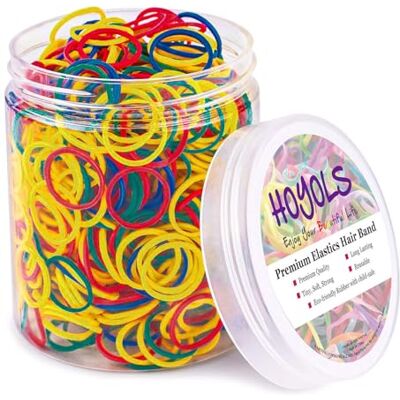 HOYOLS Kleine rubberen elastiekjes voor haarelastiekjes, mini-paardenstaart-vlechten voor meisjes, haarvriendelijk (maat S (1,27 cm), meerkleurig) HOYOLS Kleine rubberen elastiekjes voor haarelastiekjes, mini-paardenstaart-vlechten voor meisjes, haarvriendelijk (maat S (1,27 cm), meerkleurig)
