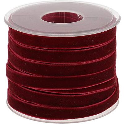 POFET Rol fluwelen lint voor knutselen en decoreren, wijnrood, 20 m x 10 mm POFET Rol fluwelen lint voor knutselen en decoreren, wijnrood, 20 m x 10 mm