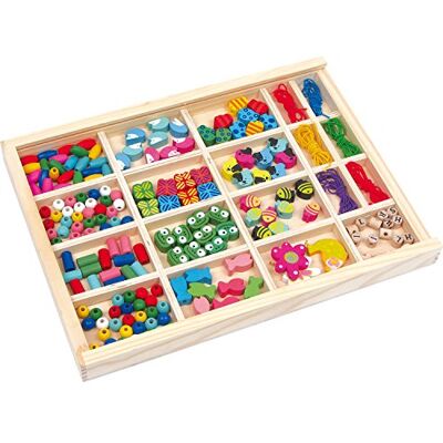 small foot Draad kralen in houten doos, kleurrijke houten kralenset voor handwerk voor armbanden of kettingen, vanaf 3 jaar, 2465 small foot Draad kralen in houten doos, kleurrijke houten kralenset voor handwerk voor armbanden of kettingen, vanaf 3 jaar, 2465