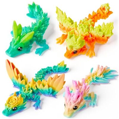 JOYIN Set van 4 3D-bedrukte feestzakjes in de vorm van een draak voor kinderen, 4 kleurrijke beweegbare drakenspeelgoed om stress te verlichten, feestcadeaus voor jongens en meisjes JOYIN Set van 4 3D-bedrukte feestzakjes in de vorm van een draak voor kinderen, 4 kleurrijke beweegbare drakenspeelgoed om stress te verlichten, feestcadeaus voor jongens en meisjes