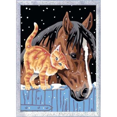 Ravensburger Veulen met kittens. Schilderen op nummer serie D romantiek: Met glitter om te versieren! Ravensburger Veulen met kittens. Schilderen op nummer serie D romantiek: Met glitter om te versieren!