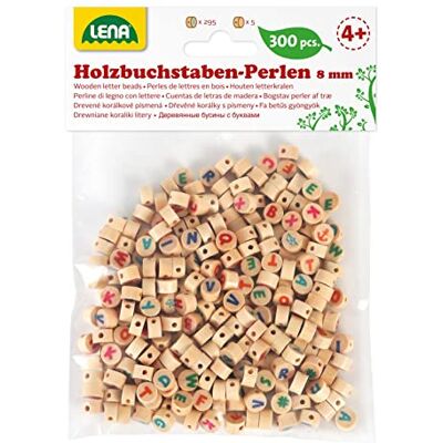 Lena 32051 knutselset letterkralen van hout, 300 ronde rijgkralen en met kleurrijke letters, houten kralenset voor kinderen vanaf 3 jaar, om zelf kralen te knutselen, natuurlijk bruin Lena 32051 knutselset letterkralen van hout, 300 ronde rijgkralen en met kleurrijke letters, houten kralenset voor kinderen vanaf 3 jaar, om zelf kralen te knutselen, natuurlijk bruin