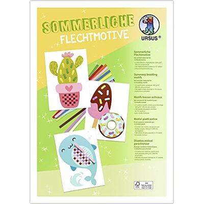 Ursus 28230099F zomer knutselset voor kinderen met 12 kleurrijke gevlochten motieven (A4) en 160 papieren stroken om te knutselen Ursus 28230099F zomer knutselset voor kinderen met 12 kleurrijke gevlochten motieven (A4) en 160 papieren stroken om te knutselen