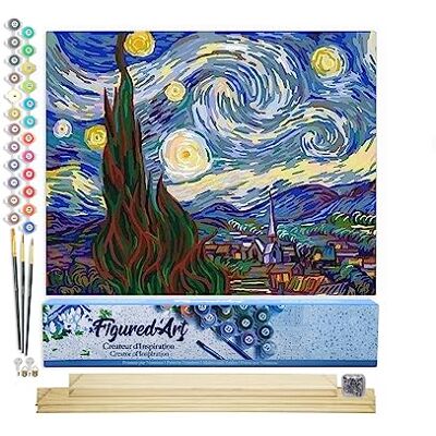 ART Schilderen op nummer voor volwassenen Van Gogh Sterrennacht – handmatige activiteit creatieve vrijetijdsset DIY compleet kunstnummer – 40 x 50 cm met houten frame voor montage ART Schilderen op nummer voor volwassenen Van Gogh Sterrennacht – handmatige activiteit creatieve vrijetijdsset DIY compleet kunstnummer – 40 x 50 cm met houten frame voor montage