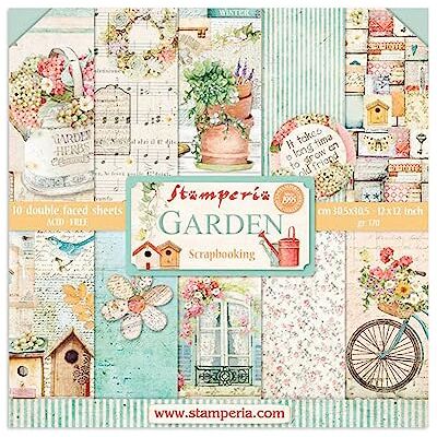 Stamperia Dubbelzijdig plakpapier, 10 vellen, 30,5 x 30,5 cm, tuin meerkleurig SBBL43 Stamperia Dubbelzijdig plakpapier, 10 vellen, 30,5 x 30,5 cm, tuin meerkleurig SBBL43