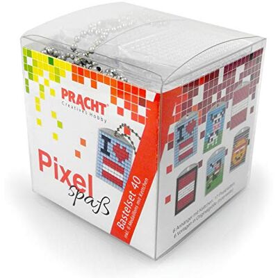 Pracht Creatives Hobby Pixel P90078-63501 leuke knutselset 40, voor het vormgeven van 6 sleutelhangers (medaillons) voor kinderen, eenvoudig insteeksysteem, zonder strijken en lijmen, steentjes van biokunststof Pracht Creatives Hobby Pixel P90078-63501 leuke knutselset 40, voor het vormgeven van 6 sleutelhangers (medaillons) voor kinderen, eenvoudig insteeksysteem, zonder strijken en lijmen, steentjes van biokunststof