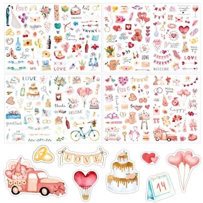 Naapesi 220 stuks hartvormige stickers, scrapbooking bruiloft, romantisch en waterdicht, bruiloftsstickers voor je plakboek, bullet journal of bruiloftsdecoratie, druk je liefde met genegenheid uit Naapesi 220 stuks hartvormige stickers, scrapbooking bruiloft, romantisch en waterdicht, bruiloftsstickers voor je plakboek, bullet journal of bruiloftsdecoratie, druk je liefde met genegenheid uit