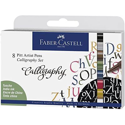 Faber-Castell Pitt Artist Pen 167508 kalligrafie-inkt, 2,5 mm, meerkleurig, 8 stuks Faber-Castell Pitt Artist Pen 167508 kalligrafie-inkt, 2,5 mm, meerkleurig, 8 stuks