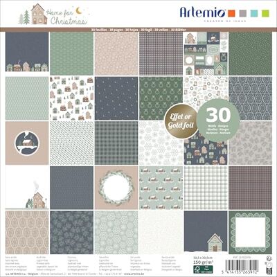 Artemio Home for Christmas Scrapbooking Block, 30,5 x 30,5 cm, 150 g/m², dubbelzijdig decoratief papier Artemio Home for Christmas Scrapbooking Block, 30,5 x 30,5 cm, 150 g/m², dubbelzijdig decoratief papier