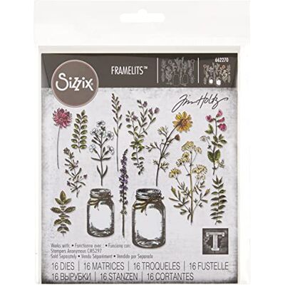 Sizzix Framelits Set van 23 snijmatrijzen in bloempotvorm van Tim Holtz, metaal, zilver, 21 x 10,8 x 0,2 cm Sizzix Framelits Set van 23 snijmatrijzen in bloempotvorm van Tim Holtz, metaal, zilver, 21 x 10,8 x 0,2 cm