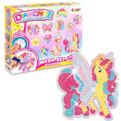 DIAMONDZ CRYSTAL PAINTING CRAZE DIAMONDZ Mega eenhoorn Galupy stickerset, diamantschilderij voor kinderen, knutselset, mozaïek voor kinderen DIAMONDZ CRYSTAL PAINTING CRAZE DIAMONDZ Mega eenhoorn Galupy stickerset, diamantschilderij voor kinderen, knutselset, mozaïek voor kinderen