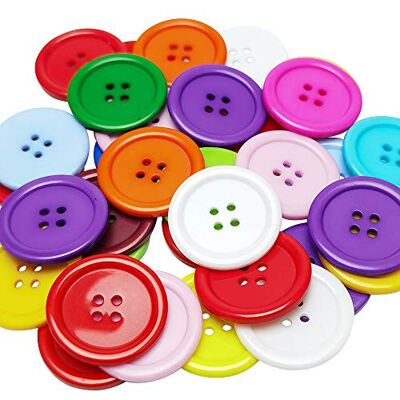 Chenkou Craft 40 stuks grote ronde hars knopen 4 gaten voor knutselen en naaien (mix, 30 mm) Chenkou Craft 40 stuks grote ronde hars knopen 4 gaten voor knutselen en naaien (mix, 30 mm)