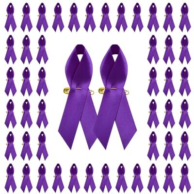 WANDIC 100 stuks broches in de vorm van satijnen linten met veiligheidsspelden, voor bewustzijn van alvleesklierkanker, alzheimer, lupus, huiselijk geweld, paars, 7,5 x 4 cm WANDIC 100 stuks broches in de vorm van satijnen linten met veiligheidsspelden, voor bewustzijn van alvleesklierkanker, alzheimer, lupus, huiselijk geweld, paars, 7,5 x 4 cm