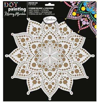 Aladine Mandala-set 30 cm in Dot Painting Mandala's doos met mandala-sjabloon en houten standaard 85505 Aladine Mandala-set 30 cm in Dot Painting Mandala's doos met mandala-sjabloon en houten standaard 85505