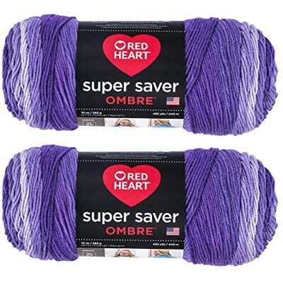 Red Heart Super Saver Jumbo 2 x 283 g acryl middelgroot gekamd garen nr. 4-440 m breien/haken (donkerpaars) Red Heart Super Saver Jumbo 2 x 283 g acryl middelgroot gekamd garen nr. 4-440 m breien/haken (donkerpaars)