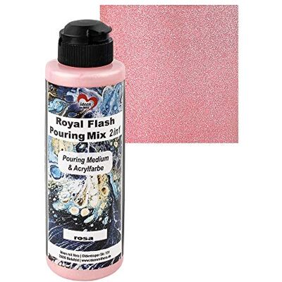 Ideen mit Herz Royal Flash Pouring Mix 2-in-1 acrylverf Pouring Medium & Metallic met glittereffect, 180 ml, mengen met vloeistof, medium of siliconenolie (roze) Ideen mit Herz Royal Flash Pouring Mix 2-in-1 acrylverf Pouring Medium & Metallic met glittereffect, 180 ml, mengen met vloeistof, medium of siliconenolie (roze)