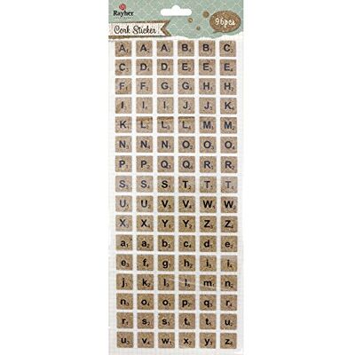 Rayher Alfabet kurk-stickers, 96 letters, zelfklevend, Scrabble vierkant, 59222000 Rayher Alfabet kurk-stickers, 96 letters, zelfklevend, Scrabble vierkant, 59222000