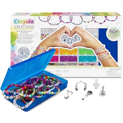 CRAYOLA Creations Super set armbanden om zelf te maken, thema muziek en concerten, meer dan 2000 kralen, hangers, letters, elastiekjes, koffer inbegrepen, creatief cadeau-idee voor kinderen vanaf 8 CRAYOLA Creations Super set armbanden om zelf te maken, thema muziek en concerten, meer dan 2000 kralen, hangers, letters, elastiekjes, koffer inbegrepen, creatief cadeau-idee voor kinderen vanaf 8