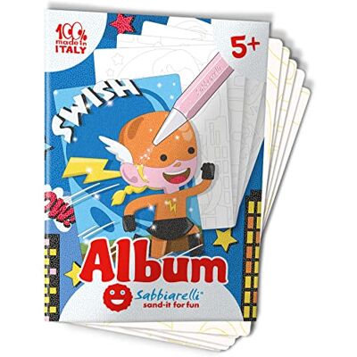 Sabbiarelli – Album Superhelden Zelfklevende vellen voor zandkunst Bevat 5 zelfklevende tekeningen A5, 100% Made in Italy, creatieve hobby, kinderen 5-12 jaar, gekleurd zand niet inbegrepen Sabbiarelli – Album Superhelden Zelfklevende vellen voor zandkunst Bevat 5 zelfklevende tekeningen A5, 100% Made in Italy, creatieve hobby, kinderen 5-12 jaar, gekleurd zand niet inbegrepen