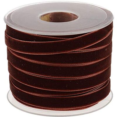 POFET Fluwelen lint, 10 mm x 10 mm, voor knutselwerk en decoraties, koffiebruin, rol POFET Fluwelen lint, 10 mm x 10 mm, voor knutselwerk en decoraties, koffiebruin, rol