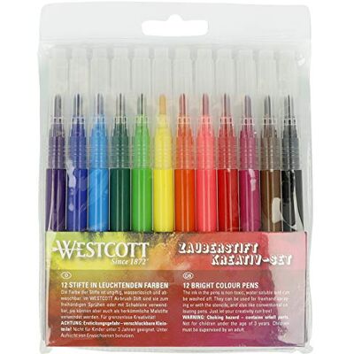 Westcott E-16801 00 12 stuks airbrush-viltstiften in heldere kleuren voor kinderen, wateroplosbaar en gemakkelijk te reinigen, grappige airbrush voor schilderen en tekenen Westcott E-16801 00 12 stuks airbrush-viltstiften in heldere kleuren voor kinderen, wateroplosbaar en gemakkelijk te reinigen, grappige airbrush voor schilderen en tekenen