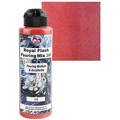 Ideen mit Herz Royal Flash Pouring Mix 2-in-1 acrylverf Pouring Medium & Metallic met glittereffect, 180 ml, mengen met vloeistof, medium of siliconenolie (rood) Ideen mit Herz Royal Flash Pouring Mix 2-in-1 acrylverf Pouring Medium & Metallic met glittereffect, 180 ml, mengen met vloeistof, medium of siliconenolie (rood)