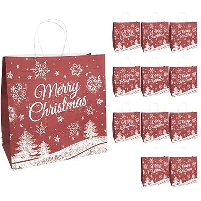 Idena 30362-12 geschenkzakjes Merry Christmas 28 x 28 x 15 cm, 12 stuks Idena 30362-12 geschenkzakjes Merry Christmas 28 x 28 x 15 cm, 12 stuks