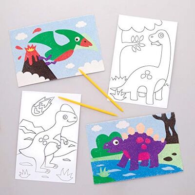 Baker Ross Set van 8 zandborden met dinosaurusmotief voor kinderen, wit, maat M Baker Ross Set van 8 zandborden met dinosaurusmotief voor kinderen, wit, maat M