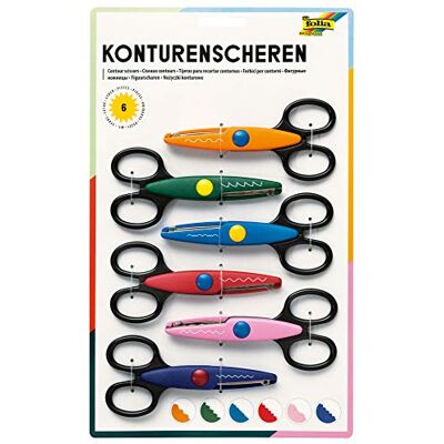 Folia 799/6 contourschaar, knutselschaar, verschillende snijpatronen, 6 stuks Folia 799/6 contourschaar, knutselschaar, verschillende snijpatronen, 6 stuks