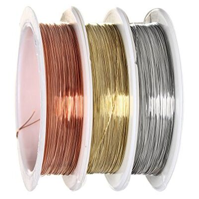 nuoshen Sicai Sieradendraad, 0,3 mm, koperdraad, voor het maken van sieraden, aanslagvrije koperdraad, 3 rollen nuoshen Sicai Sieradendraad, 0,3 mm, koperdraad, voor het maken van sieraden, aanslagvrije koperdraad, 3 rollen