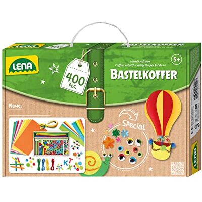 Lena 42713 Knutselset, 400-delig, knutselmateriaal, papier, schuimrubber, reiniger, fluitje, drijvende ogen, pompons, tegels, knoppen en meer, voor kinderen vanaf 5 jaar, meerkleurig Lena 42713 Knutselset, 400-delig, knutselmateriaal, papier, schuimrubber, reiniger, fluitje, drijvende ogen, pompons, tegels, knoppen en meer, voor kinderen vanaf 5 jaar, meerkleurig