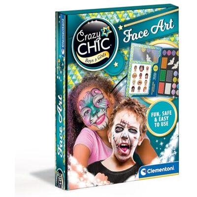 Clementoni 18605 Crazy Chic Face Art, verf voor gezicht en lichaam, niet giftig, wasbaar make-up voor kinderen, pailletten, artistieke make-up, carnaval, cosplay, Halloween creatieve hobby, Clementoni 18605 Crazy Chic Face Art, verf voor gezicht en lichaam, niet giftig, wasbaar make-up voor kinderen, pailletten, artistieke make-up, carnaval, cosplay, Halloween creatieve hobby,