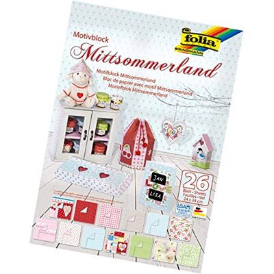 Folia 46849 motiefblok Midtszomerland, 24 x 34 cm, 26 vellen gesorteerd, 13 x motiefkarton 270 g/m² en 13 x motiefpapier 80 g/m², voor diverse knutselwerk Folia 46849 motiefblok Midtszomerland, 24 x 34 cm, 26 vellen gesorteerd, 13 x motiefkarton 270 g/m² en 13 x motiefpapier 80 g/m², voor diverse knutselwerk