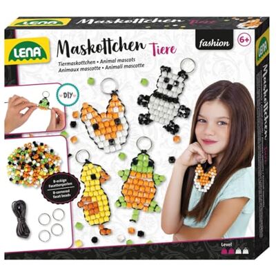 Lena 42547 Knutselset voor 4 dierenmascottes, complete set voor 4 geluksbrengers/sleutelhangers met 250 modieuze rijkralen, zwart koord, 4 ringen en handleiding (mogelijk niet beschikbaar in het Nederlands) Lena 42547 Knutselset voor 4 dierenmascottes, complete set voor 4 geluksbrengers/sleutelhangers met 250 modieuze rijkralen, zwart koord, 4 ringen en handleiding (mogelijk niet beschikbaar in het Nederlands)