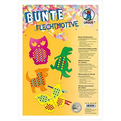 Ursus 3354699 27 kleurrijke motieven gevlochten in 9 verschillende kleuren, 21 x 28,5 cm, van fotokarton met knutselhandleiding Ursus 3354699 27 kleurrijke motieven gevlochten in 9 verschillende kleuren, 21 x 28,5 cm, van fotokarton met knutselhandleiding