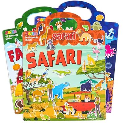 JOYIN 3 stuks opgeblazen stickerboeken, herbruikbare activiteitenboeken voor kinderen, luchtreizen speelgoed, schattige stickers, knutselgeschenken boerderij, oceaan JOYIN 3 stuks opgeblazen stickerboeken, herbruikbare activiteitenboeken voor kinderen, luchtreizen speelgoed, schattige stickers, knutselgeschenken boerderij, oceaan