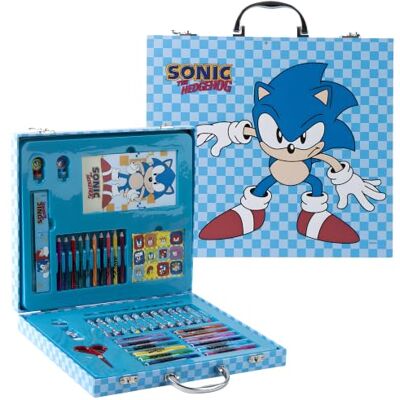 CERDÁ LIFE'S LITTLE MOMENTS Sonic the Hedgehog 52-delige luxe schilder- en knutselset voor kinderen, draagbare luxe schilderkoffer met viltstiften, waspotloden, kleurpotloden en meer set van CERDÁ LIFE'S LITTLE MOMENTS Sonic the Hedgehog 52-delige luxe schilder- en knutselset voor kinderen, draagbare luxe schilderkoffer met viltstiften, waspotloden, kleurpotloden en meer set van